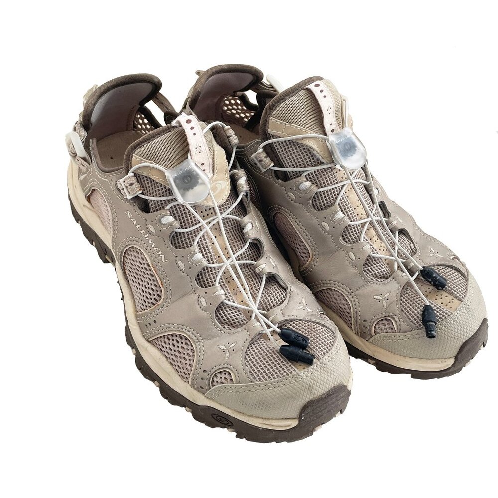 SOLD!! Salomon Womens 7.5 Beige Techamphibian 2 Water Mesh Trail Hiking Shoes